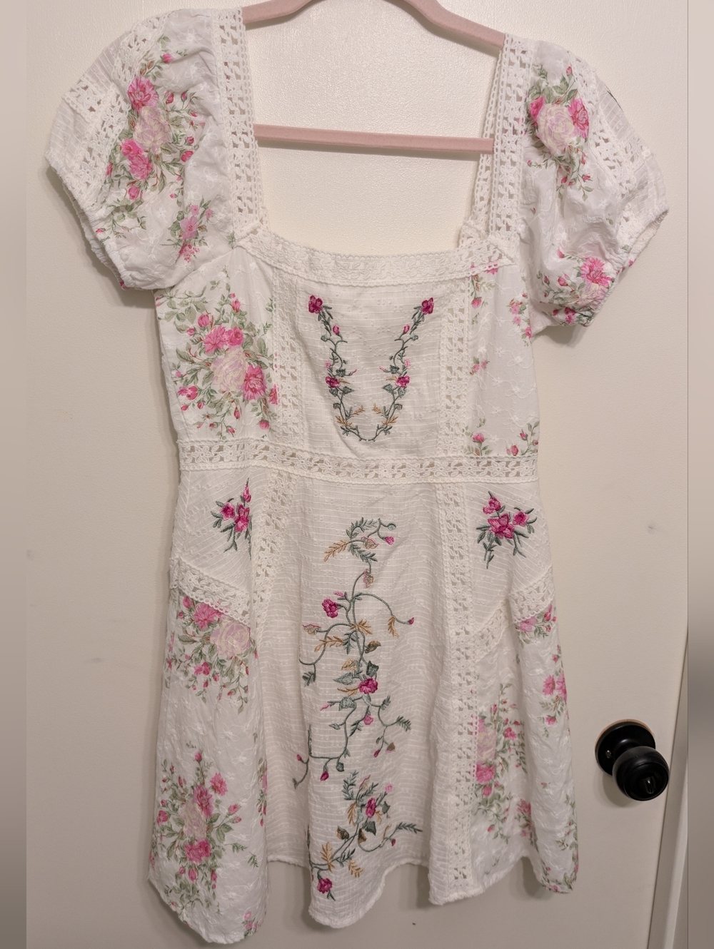 Altar'd State White Floral Embroidered Mini Dress